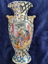 Beautifully decorated Vintage Japanese Satsuma  pair of vases. 8 inches tall