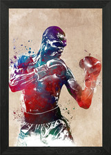 Boxing Watercolor Art Framed