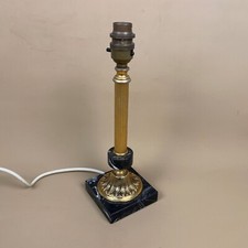 Antique Gold Brass Lamp Ornate Light Black Marble Base Column Pillar Vintage