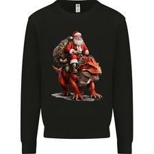 Christmas Santa Riding a Dinosaur Xmas Mens Sweatshirt Jumper