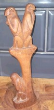 Hand carved Three Wise Monkeys Statue Wooden Kenya  African Art