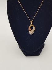 9ct yellow gold sapphire and diamond 0.03ct necklace