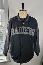 NFL x Primark Wool Bomber Jacket Las Vegas Raiders Black Embroidered Men's 2XL