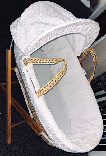 White wicker oval moses basket - moses,