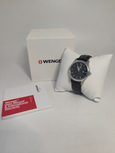 Wenger black dial leather - dial, &