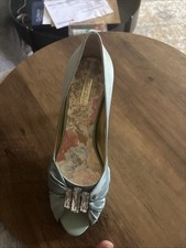 Sage Dress Shoes, Designer Sole, Diamonte Peep Toe