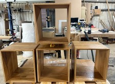 X4 Large Dovetailed Oak Cubed Shelving Boxes Finished In Danish Oil Rustic Style