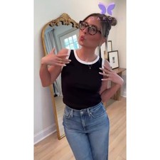 Darong Shirt Women's SZ Small Sleeveless Tank Top Striped Crew Neck Ribbed Knit 