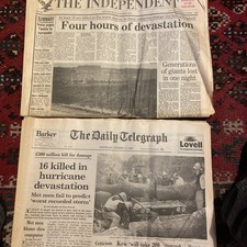 Daily Telegraph & The Independent. Oct 17 1987. Uk Storm Devastation
