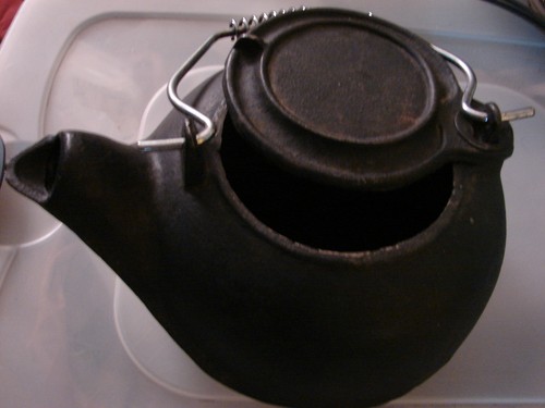 Black cast iron tea kettle - black,