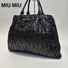 Miu Miu Matelasse Hand Bag Leather Black Used Authentic R11406
