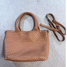 Woven Leather Tote Bag Tan