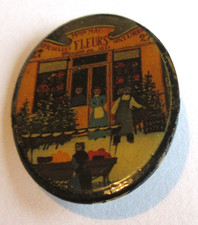 Vintage M Depose French Brooch Signed Baptiste Paris Flower Shop Oval Frame