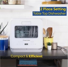 Russell Hobbs RH2TTDW101W Mini Dishwasher Compact Table Top Eco Mode White