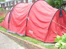 Pro-Action  6  birth tunnel tent with porch red
