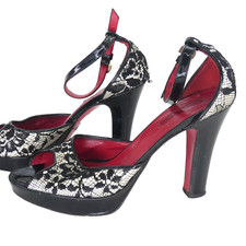 Cesare Paciotti Shoes Sandals Heels Black Lace Open Toe Platform Retro UK 3.5