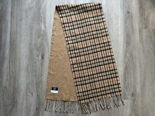 DAKS Wool Scarf Shawl BROWN One Side Check Vintage