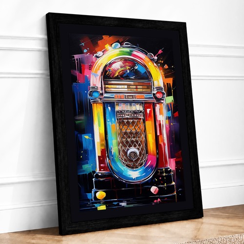 Neon jukebox retro framed wall - neon,