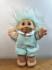 Russ Troll Doll Blue Hair & Eyes Rocking Horse Dungarees Outfit