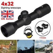 4x32 New Compact Rifle Scope Crosshair Optics Hunting Scope With 11mm Mounts UK