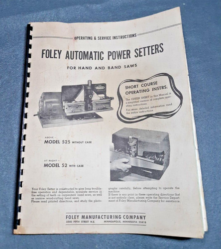 Vintage foley operating manual - operating,