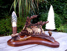 Fallow deer antler ''replica'' art, hand made candle holder and lamp, unique