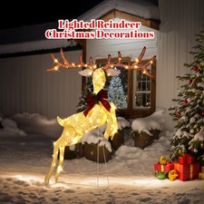 5FT Lighted Jumping Reindeer Christmas Decorations Pre-lit Holiday Decor W/ LED