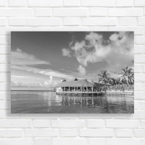 Tropical beach hut - black, white