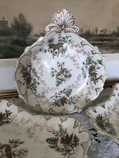 3 Antique Coalport Dessert Dishes Circa 1825 - Butterflies Seaweed Bamboo