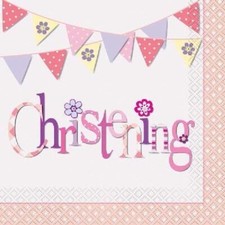 16 CHRISTENING NAPKINS-  PINK