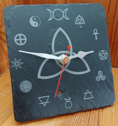 Pagan symbols slate clock - clock, free