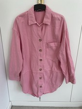 ZARA BABY PINK DENIM SHACKET SIZE L LARGE LONG SHIRT 12 14 16
