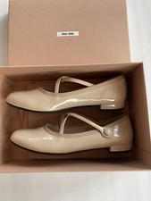 Miu Miu Mary Jane Cross-Strap Ballerina Flats Sz 41 $495