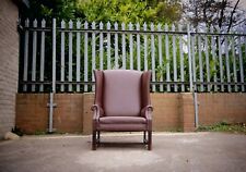 Superb John Lewis Club Library Wingback Leather Armchair Footstool Tan Brown ?
