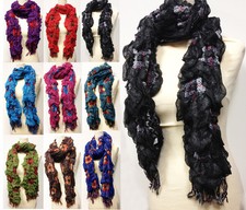 Reversible Ladies Vintage Floral Flower Crinkle Head Neck Scarf Wrap Hijab Shawl