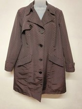 M&S Ladies Lightweight Coat Size 18 Black White Polka Dot Mid Length Pockets...