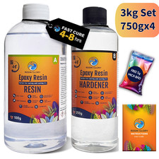 3kg Fast Cure Epoxy Resin Kit 2:1, Cure in 4-8 Hours Mould Casting UK