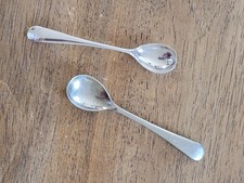 Pair of antique silver plated tiny mustard spoons
