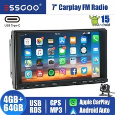 7" Double 2DIN Android 15 Touch Screen Carplay Car Stereo Radio GPS Navi CAM 64G