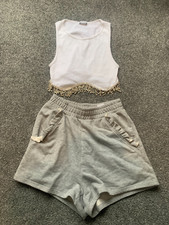 WOMENS COORD OUTFIT 2 PIECE SHORTS AND ZARA DIAMONTE TOP 8 TEENAGER