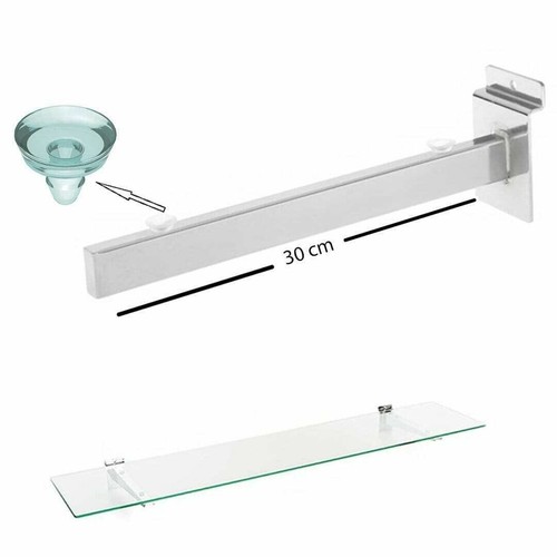 Chrome glass shelf brackets - glass,