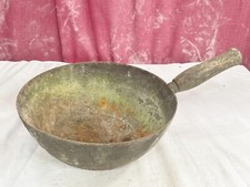 ANTIQUE VINTAGE CAST IRON METAL COOKING POT PAN WOODEN HANDLE KITCHENALIA