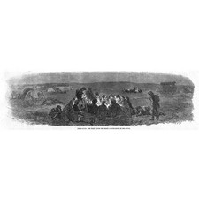 HORSE RACING Epsom Races Camping on The Downs Night Before The Derby- Print 1858