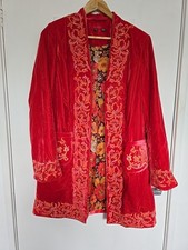 Joe Browns Womens Boutique Embroidered Longline Velvet Jacket Size 10