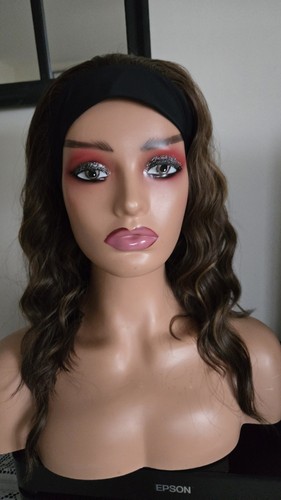 Brown wavy headband wig - wavy,