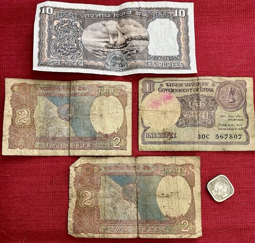Old india bank notes one - 4, &