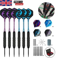6 Pack 24g Professional Tungsten Darts Tip Set Steel Shaft 12 Flights with Case