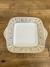 Wedgwood Golden Florentine Square Cake Plate / Serving Platter Vintage China