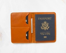 Handmade Genuine Leather Personalised Passport Holder & Cover & Travel Wallet