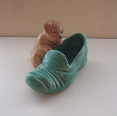 Sylvac puppy with slipper - sylvac,